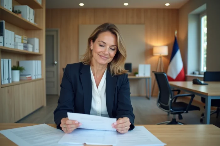 Femme d age moyen en tenue professionnelle dans un bureau moderne