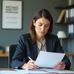 Femme d'affaires en réunion dans un bureau administratif